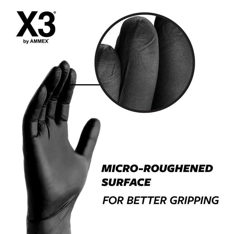 X3 Black Gloves, Disposable, Latex Free, Nitrile, for Cooking, Food Prep, 3 Mil, Powder-Free, Size Medium, Case of 1000 - Image 4